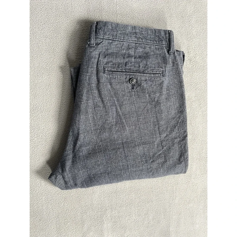 J.Crew Chino Pants Mens 34x32 Gray Glen Plaid At399  Stretch Comfort 34x30 Fit